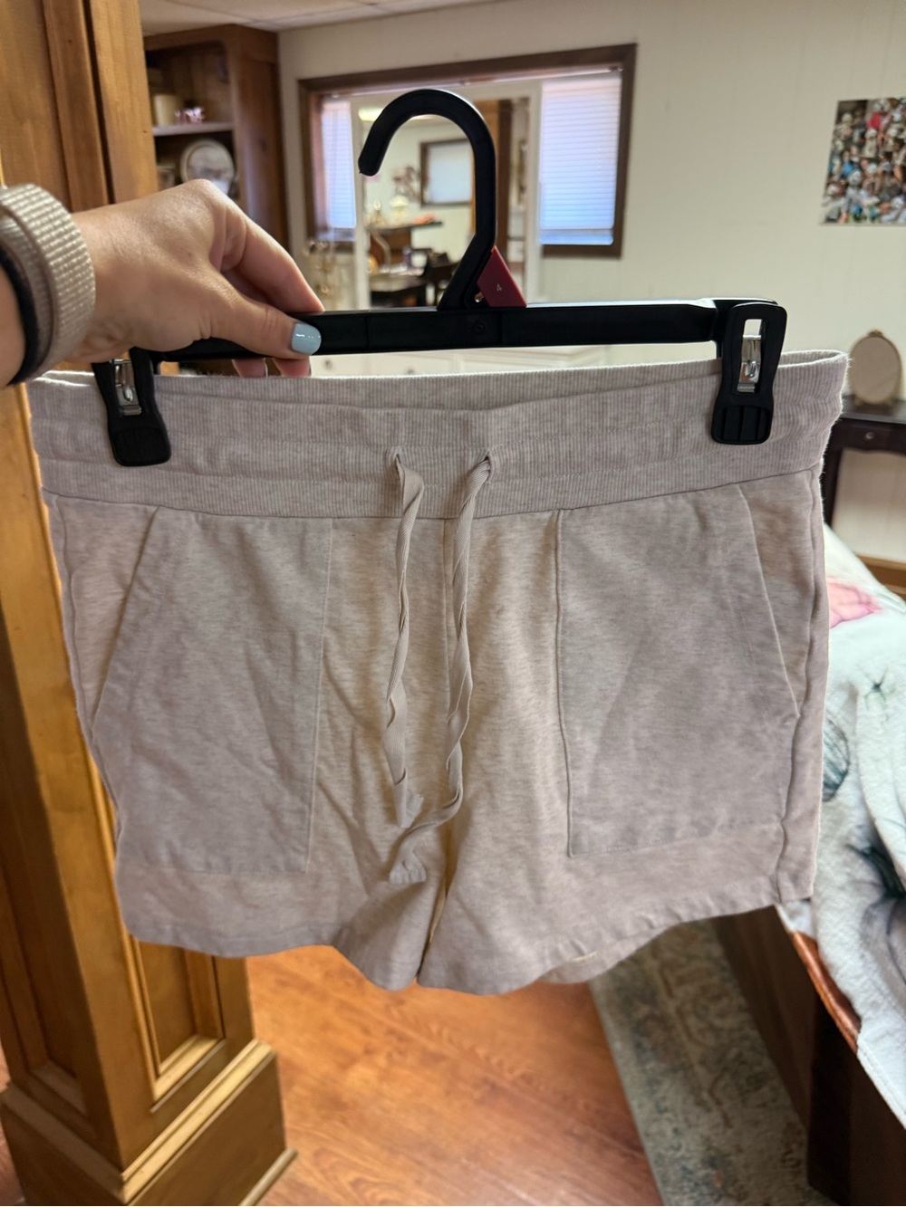 Daily Ritual Light Taupe Ribbed Waist Drawstring Athletic Shorts
